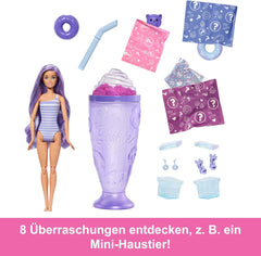 Barbie Pop Reveal Series - Coffret avec poupée mannequin et accessoires, série Candy, design Donut Dreams avec animal de compagnie, 8 surprises dont changement de couleur, JFY60