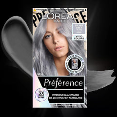 L'Oréal Paris Coloration permanente intensive, Jusqu'à 8 semaines de cheveux brillants et de couleur intense, Préférence Vivid Colors, Couleur : 10.112 GRIS ARGENT, 1 pc (pack de 2) Teinture cheveux Naty Shop