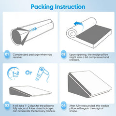 Oreiller en plumes pour lit et canapé, L50xL50xH26 Oreiller de lecture double avec housse lavable, mousse à mémoire de forme, pour ronfler et pour plus de confort au niveau du cou et du dos