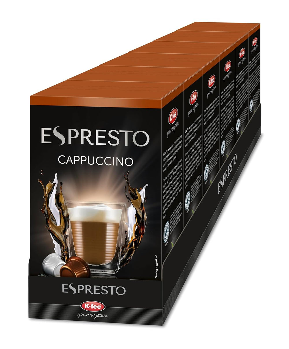 ESPRESTO Cappuccino, compatible avec K-fee & ALDI EXPRESSI*, RFA zertifiziert, 48 Kaffee-Kapseln & 48 Milch-Kapseln