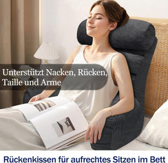 Oreiller de lecture pour lit et canapé, coussin de dossier de lit, oreiller de lecture pour adultes, confortable pour s'asseoir, lire et regarder la télévision sur le sol ou le canapé (gris foncé, 65 x 30 cm)