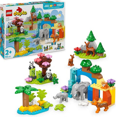 LEGO DUPLO Town Ensemble 3 en 1 Familles d'animaux sauvages, jouet éducatif pour tout-petits avec tortues, tigres, éléphants, cerfs, pandas, ensemble pour enfants d'âge préscolaire de 2 ans, jouet de construction de figurines d'animaux 10446 Ensembles de construction Beuche den LEGO-Store Default Title