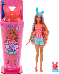 Barbie Pop Reveal – ensemble de poupée et accessoires, série Shakes, jolie poupée tendance chaton parfumé et animal de compagnie avec 8 surprises, y compris changement de couleur JCN87