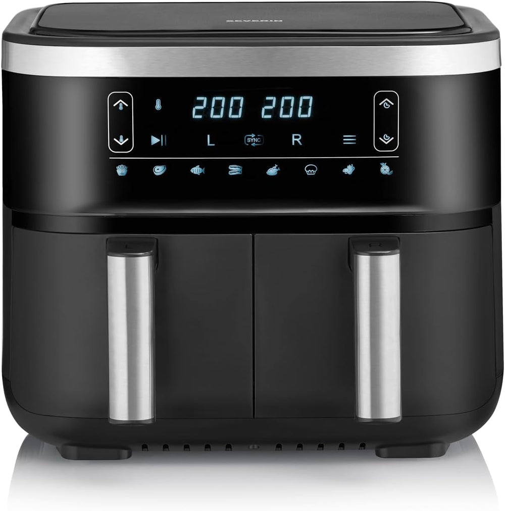 SEVERIN Friteuse double à air chaud avec chambre de cuisson 2 X 3,8 L, 8 programmes automatiques Électroménagers Naty Shop 2 X 3,8 litres Garkorb (Parallelnutzung) / 8 Automatik-Programme