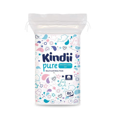 Tampoane Kindii Pure Baby - 100% bumbac - Tampoane pătrate mari pentru pielea sensibilă - Înlocuiește șervețele umede - Moale - Margini moi Servetele Umede Bebelusi Naty Shop