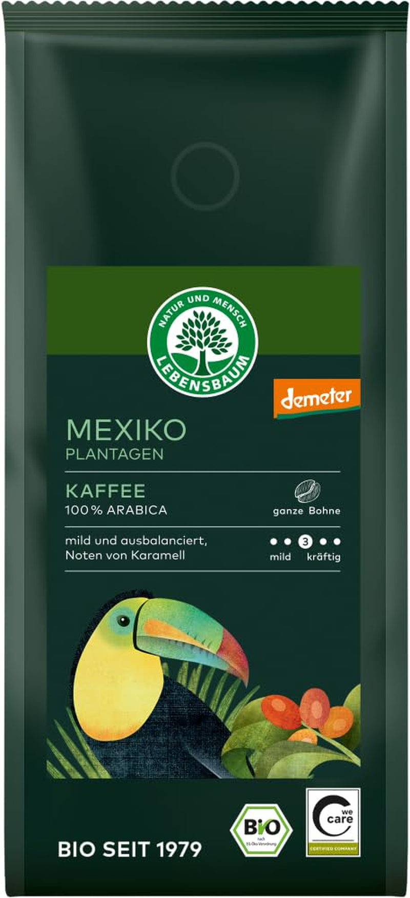 Café de plantation mexicain, grains entiers 6 x 250 g