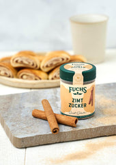 Fuchs Gewürze - Zimt Zucker - Klassisches Gewürz für Milchreis, Pfannkuchen oder Wafeln - aus natürliche Ingredient - 100 g in wiederverwendbarer, recyclebarer Dose