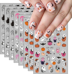 Autocollants pour ongles Halloween, 8 feuilles d'autocollants pour ongles Halloween, autocollants pour ongles, nail art, breloques pour ongles, accessoires pour ongles, design de Noël, Noël (type A)