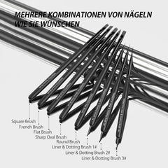Nagel Pinsel 8 pièces Pinsel pour Gel Vernis, Nageldesign Gel Pinsel Dotting Painting Line Pen pour Nagelack Gel Acryl Nagel Pinsel Nailart Kit Acryl Pinsel Fineliner Nägel Selber Machen
