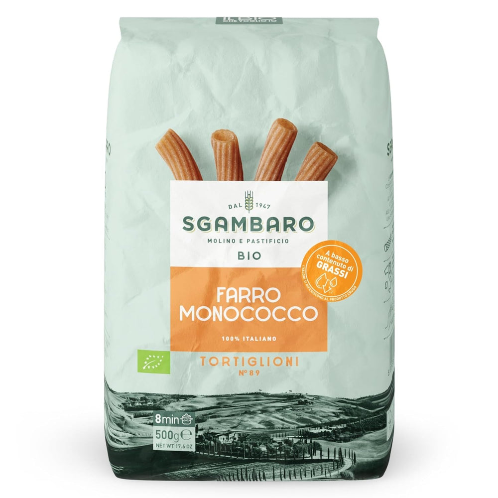 Paste Tortiglioni Organice Nr. 89 - 500g Paste din grâu alac – Conținut scăzut de grăsimi – Sursă de fibre și proteine