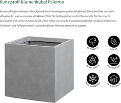 Pot Dehner Palermo, env. 40 x 40 x 33 cm, plastique, gris