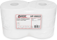 Papier toilette Quicky Jumbo 2 épaisseurs, 25 cm Ø, blanc brillant, gaufré à pois fins, 6 rouleaux - absorbant et indéchirable pour une hygiène maximale, idéal pour les institutions publiques et l'industrie