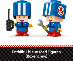 LEGO Super Mario : Mario Kart – Ensemble de garage de Toad, jouet mécanique Nintendo avec 2 figurines de personnage de crapaud bleu pour un jeu indépendant, cadeau d'anniversaire pour garçons, filles et joueurs âgés de 8 ans et plus 72035