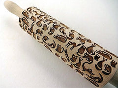 Rouleau à pâtisserie MEOW CAT pour pâtisserie et céramique maison. Twister en relief. Cadeau pour les amoureux des chats. Twister à motif gravé par Algis Crafts