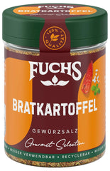 Fuchs Gourmet Selection Klassisch/Heimisch – Bratkartoffel Gewürzsalz, nachfüllbares Kartoffel Gewürz, Salz zum Würzen von Brat- & Ofenkartoffeln, Pommes Frites & Co, végétalien, 70 g