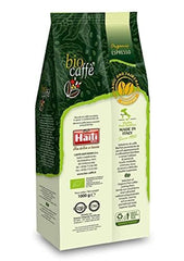 Caffè Haiti Roma Biocaffè Gran Miscela Café en grains 100% biologique/commerce équitable, 1 kg, certifié par l'Institut italien de l'espresso. Un expresso gourmand fabriqué en Italie. Torréfaction artisanale.
