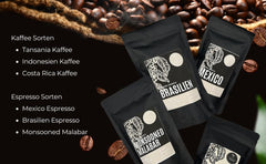 Ensemble Probierset Café et Expresso | Ganze Bohne ou Gemahlen – 6 sortes de café et expresso | Aromatisch & Vollmundig Perfekt zum Testen ou als Geschenk