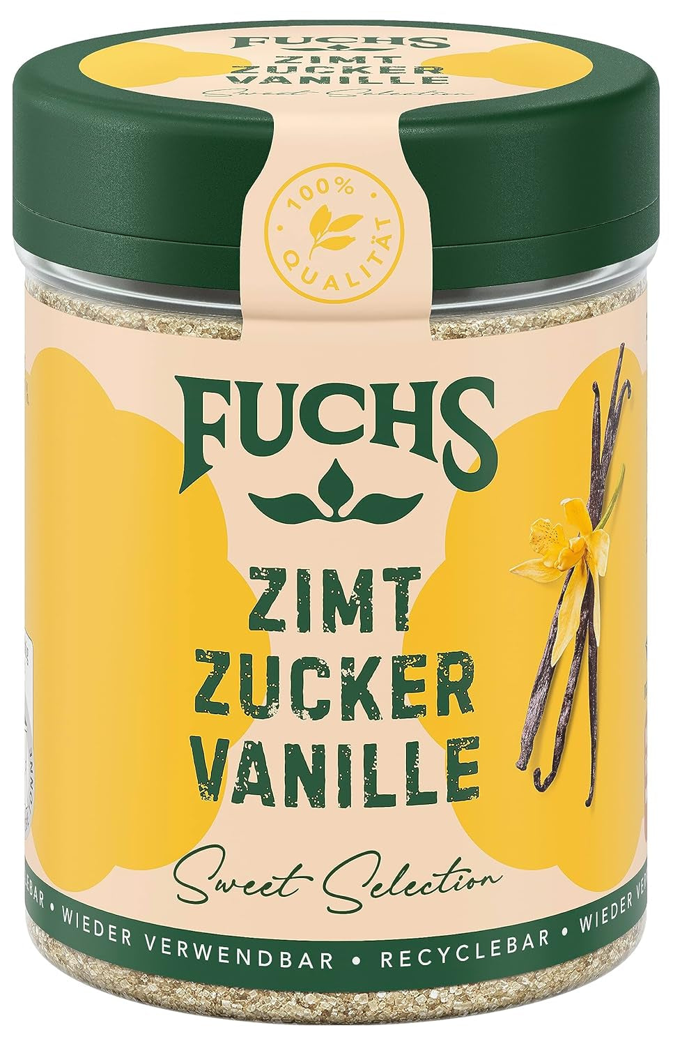 Fuchs Gewürze - Zimt Zucker Vanille - Gewürz zum Versüßen von Wafeln, Milchgetränken oder Joghurt - aus natürliche Ingredient - 100 g in wiederverwendbarer, recyclebarer Dose