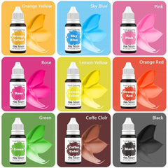 Colorant alimentaire 9 x 10 ml, colorant alimentaire liquide – ensemble de colorants alimentaires pour décorer des gâteaux, macarons, beignets, fudge, glaçage, savons DIY, crème glacée, colorant pour savon, colorant pour pistolet pulvérisateur