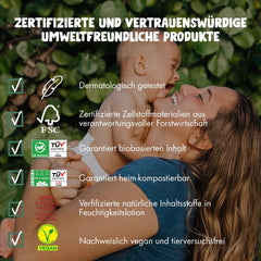 Șervețele umede Naty pentru bebeluși | 100% pe bază de plante și fără parfum pentru piele sensibilă | Șervețele fără plastic și certificate compostabile, cu 98% apă purificată | 672 de șervețele (12 pachete)