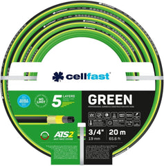 Tuyau d'arrosage Cellfast GREEN ATS2, durable, flexible, 5 brins, tresse croisée ATS2, résistant aux UV et aux algues, sans métaux lourds, 30 bar, -20/+60°C courte durée, 3/4", 20m