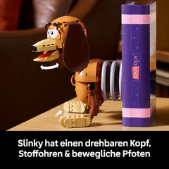 LEGO ǀ Disney and Pixar Toy Story: Slinky-Buchstützen - Bücherregal-Deko Bauset für Erwachsene - inkl. Woody Minifigur & Dackelfigur - Nostalgisches Geschenk für Fans - 43301