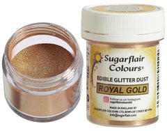 Sugarflair Colorant alimentaire comestible avec paillettes dorées – Poudre brillante de qualité alimentaire pour gâteaux, muffins, chocolat, pâtisseries, desserts, glaces, boissons, cocktails et plus encore – 10 g