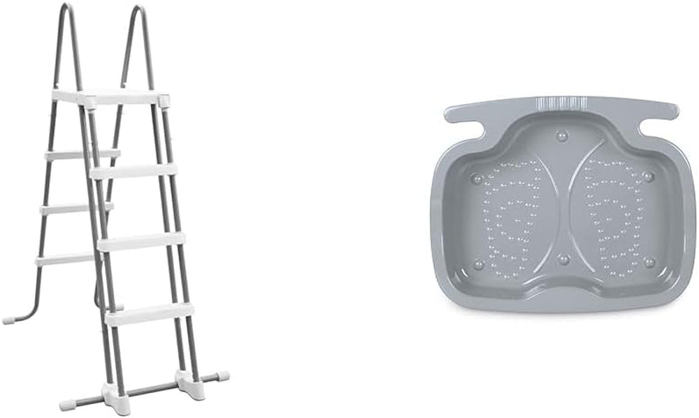 Scară de siguranță 28076, pentru piscine cu înălțimea de 122 cm, gri și Baie pentru picioare - Accesorii pentru piscină - Baie pentru picioare pentru piscină - 56 x 46 x 9 cm