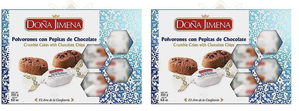 – Polvorones au Chocolat avec Pépites de Chocolat, Qualité Supérieure, Biscuits Typiques de Noël, Recette Artisanale, 250g (Pack de 2)