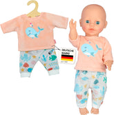 Heless 1285 - Puppenkleidung im Design Wal Bobby, 2 teiliger Pyjama mit Shirt und Stoffhose für Puppen und Kuscheltiere der Größe 28 - 35 cm