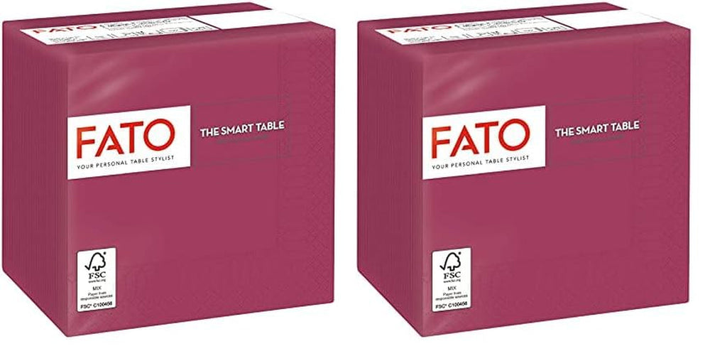 - Serviettes en papier jetables, idéales pour les apéritifs et les cocktails, paquet de 100 serviettes, taille 24X24, 4 épaisseurs, 2 épaisseurs, couleur bordeaux, papier 100% pure cellulose, certifié Fsc