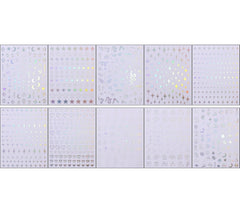 JMEOWIO Nagelsticker Mond Stern Schlange 10 Blatt Nail Art Sticker Selbstklebend Nagelaufkleber Aurora Dekoration Nageldesign Zubehör