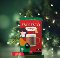 ESPRESTO Toffee Nut Latte, compatible avec K-fee & ALDI EXPRESSI*, café au lait aromatisé, certifié RFA, 96 capsules