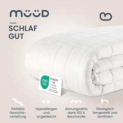 Couverture thérapeutique 7 kg I 135X200Cm I Pour un sommeil réparateur I Couverture lestée de haute qualité en coton respirant I Anti-stress et thérapeutique - Avec boîte d'emballage avec poignée de transport Lits et couvertures Besuche den müüd-Store