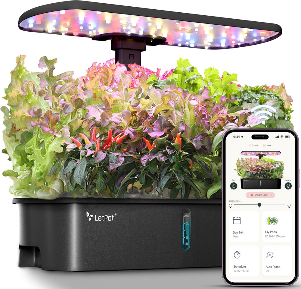 LPH-Air Kits de systèmes de culture hydroponique WiFi contrôlé par application 24 W Smart Indoor Garden Grow Light Spectre complet 10 capsules Jardinière Kit cadeau de jardinage intérieur