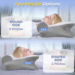 SAHEYER Oreiller Cervical 2 en 1 Oreiller Ergonomique de Soutien du Cou et Oreiller Roulant pour la Nuque Oreiller Orthopédique pour Dormeurs Latéraux Oreiller en Mousse à Mémoire pour Dormeurs Latéraux Oreillers Cervicaux Orthopédiques pour Dos et Ventre Naty Shop