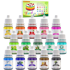 Lot de 15 colorants alimentaires liquides, 6 ml de chaque couleur Naty Shop