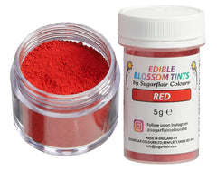 Pudră de colorant alimentar Sugarflair Blossom Tint Dust, roșu - Pudră de colorant alimentar pentru decoruri de tort, pastă de zahăr, fondant, glazură, ciocolată, cremă de unt, macarons și multe altele - 5G