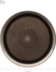 MÄSER 934020 Série Niara, Service de table moderne pour 6 personnes au look vintage passionnant, Service de petit-déjeuner en céramique de 18 pièces, Gris et noir, Grès