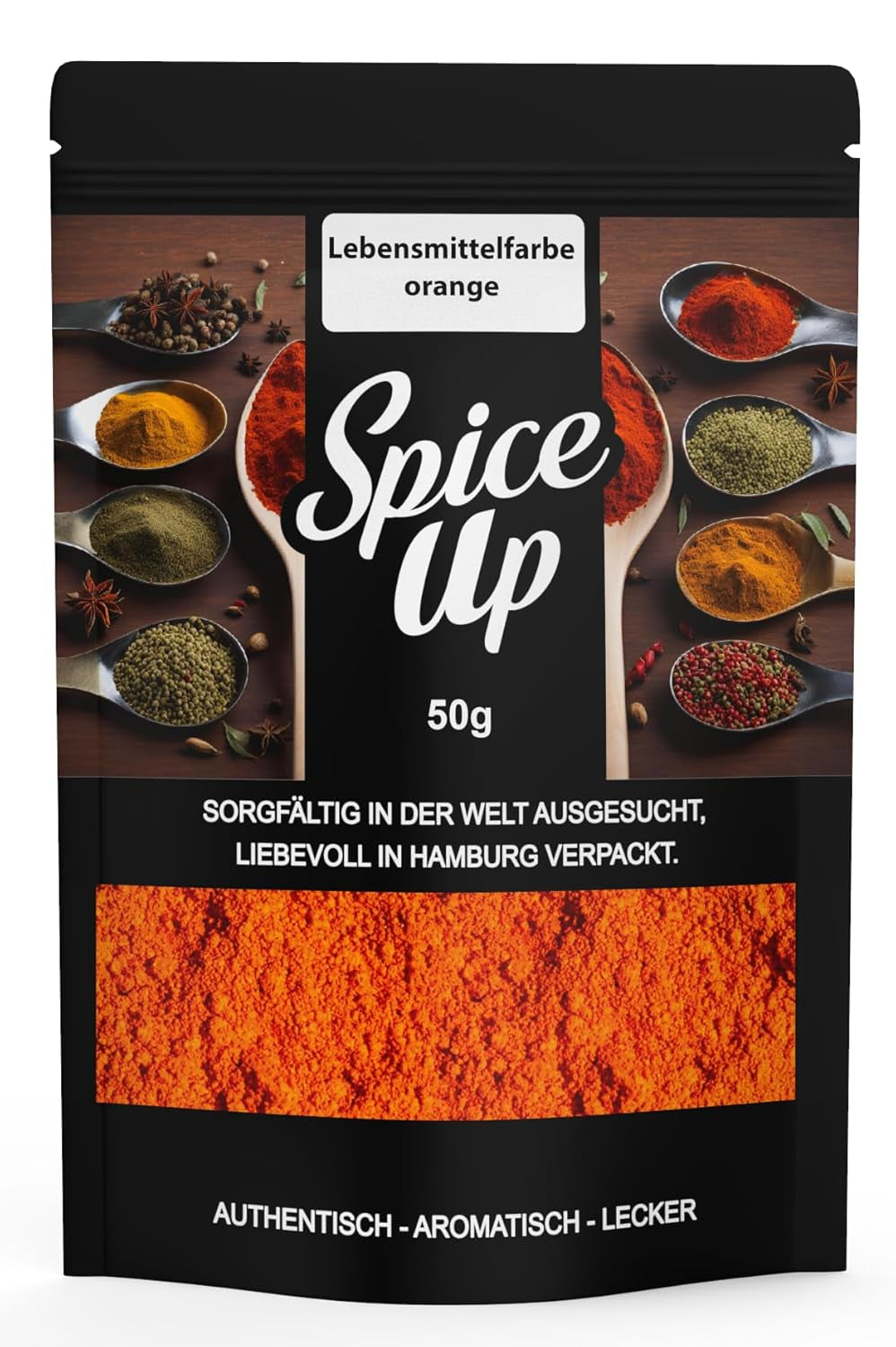 Colorant alimentaire orange Spice up 50G - Colorant alimentaire orange 50G - Poudre de couleur vive pour idées de cuisine et de pâtisserie - Pour desserts, boissons, currys et décorations créatives - Végétalien et sans additifs artificiels