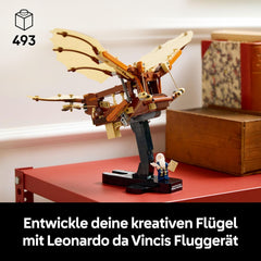 LEGO Icons Leonardo da Vincis Fluggerät mit schlagenden Flügeln - Incluant Minifigure & Ständer - Bauset für Erwachsene - Deko-Set für Zuhause - Giftidee - 10363