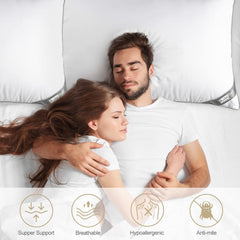 Oreiller Bedstory, paquet de 2, qualité hôtelière, oreiller de couchage alternatif, de soutien et hypoallergénique pour dormeurs sur le ventre, le dos et les côtés Naty Shop Oreillers standard