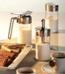 Zahărniță din sticlă Tescoma, oțel inoxidabil periat, ideală pentru zahăr alb/brun, 225 ml