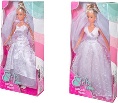 Simba 105733414 - Robe de mariée Steffi Love, 2 modèles assortis, Un seul article fourni, Poupée dans une belle robe de mariée, 29 cm, à partir de 3 ans