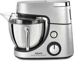 Robot culinaire Krups KA631D Master Perfect Gourmet | 1100 watts | 8 vitesses | Bol en acier inoxydable de 4,6 litres | 5 accessoires : set de pâtisserie, bol flexible, unité de hachage | inox brossé Mère et Enfant Naty Shop