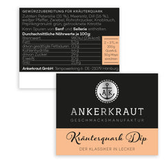Ankerkraut Kräuterquark Dip, Gewürzmischung für Quark, Ohne Geschmackverstärker, Premium Qualität, Alternative Yaourt and Soja-Quark, Aufstrich selber machen, 55 g dans un verre en liège