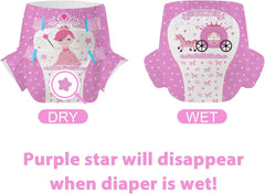 CutiePlusU Couches pour adultes, 10 pièces, culottes jetables pour incontinence avec drap pour femmes et hommes, absorption maximale pendant la nuit – Petite princesse (grande taille 94-119 cm)