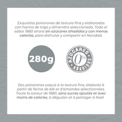 – Polvorones artisanales, 0% sucre ajouté, Qualité supérieure, Pâte typique de Noël, Recette artisanale, Emballé individuellement, 280 grammes