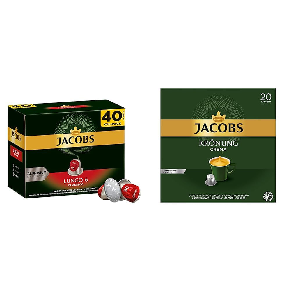 Capsules de café Lungo Classico (nur für kurze Zeit) Megapack XXL & Capsules de café Krönung Crema, 200 capsules compatibles Nespresso, 10er Pack, 10 x 20 Getränke, 1040 g