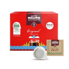 Caffè Mauro Torrefazione Kaffee Kompostierbare Pods, Recyclebare Verpackung, Original Mischung - 100 pcs - Intensität 10/10 - Compatible avec ESE System Papier Pads 44 mm